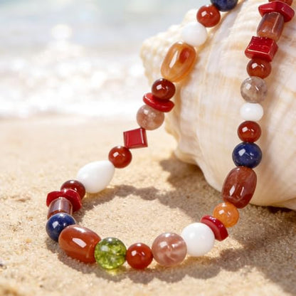 Boho Colorful Chunky Statement Beaded Necklaces for Women,Handmade Women's Fashion Gemstone Bead Choker Necklace,Western Natural Stone Strand Necklace Bib Collar Jewelry Unique Gifts for Women