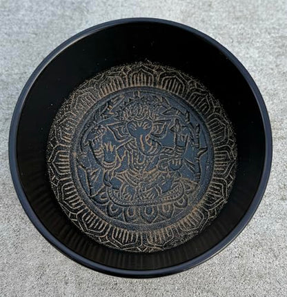DharmaObjects Yoga Meditation 6 Inches OM Mantra Singing Bowl/Pad/Mallet Gift Set (Black) - color: Black, size: OM Mantra