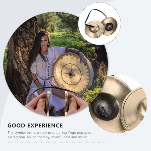 Copper Meditation Cymbal Bell Handmade Percussion Instrument for Yoga Mindfulness Sound Therapy with Delicate Pattern and Smooth Edges Religious Style Chime for Adults