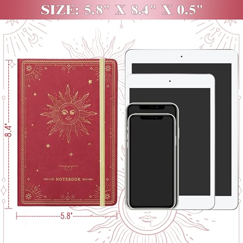 Artfan Ruled Notebook/Journal – Premium Thick Paper Faux Leather Classic Writing Notebook with Pocket + Page Dividers Gifts, Banded, Large, 144 Pages, Hard Cover, Lined (5.8 x 8.4) - Red - color: RED13