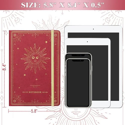 Artfan Ruled Notebook/Journal – Premium Thick Paper Faux Leather Classic Writing Notebook with Pocket + Page Dividers Gifts, Banded, Large, 144 Pages, Hard Cover, Lined (5.8 x 8.4) - Red - color: RED13