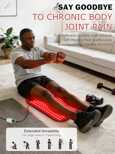 Red-Light-Therapy-for-Body,2026 Upgraded 4 Therapy Modes,5 Intensity Levels,10–90 Min Timer,Medical-Grade TPU Mat for Pain Relief,25"x13"Dual Wavelength Infrared Red Light Blanket for Home&Travel Use - size: 25" x 13"