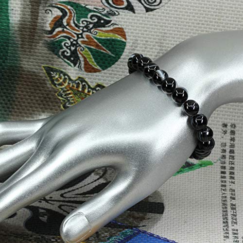 Keleny Gem Semi Precious Gemstones 8mm Natural Quartzite Stone Round Beads Rock Crystal Jasper Stretch Bracelet 7 Inch Unisex - color: 8mm Black Striped Lace Agate