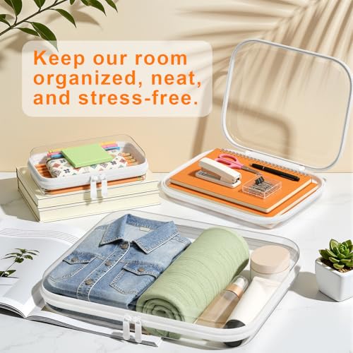 3PCS Clear Hard Shell Zipper Case,Toy Organizers and Storage Box,Clear Toiletry Cosmetic Case,Travel Makeup Bags,Diaper Bag Organizer,Pencil Case,Medium Stackable Portable Zipper Pouches 9.85*7.9*2 IN - size: M