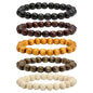 MILAKOO 5 Pcs Wooden Beaded Bracelet Bangle for Men and Women Elastic - style: B: 10MM