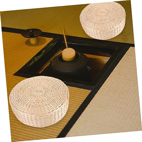 Natural Straw Woven Meditation Cushion Simple Style Floor Mat for Yoga and Relaxation Comfortable Seating Pad for Home and Zen Practices Height