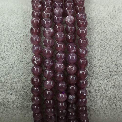 Keleny 4mm Natural Round Beads Gemstones Rock Crystal Stretch Bracelet 7 Inch Unisex - color: Purple Lepidolite Lithium Mica