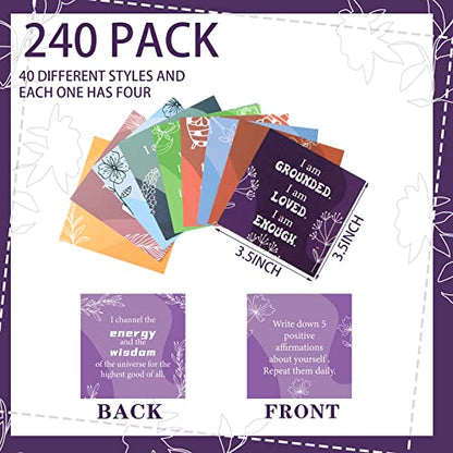 Panelee 240 Pieces Positive Affirmation Motivational Cards Affirmation Card Mindful Self Care Message Inspirational Encouragement Meditation Card Daily Gift for Employee Woman(Square) - color: Square