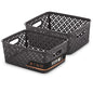BINO l Plastic Storage Baskets, Medium - Grey | THE BLOSSOM COLLECTION l Multi-Use Organizer Bin l Built-in Handles l Plastic Woven Basket for Organizing l Pantry & Home Organizing Basket