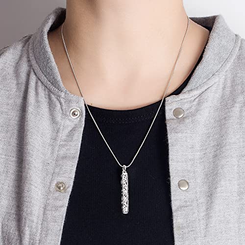 Dankadi Women's 925 Silver Necklace-Bohemian Sterling Silver Patterned Cylindrical Pendant Necklace-100% Original Silver Snake Chain 45-60CM Fine Jewelry - style: Chopin chain 22 inch