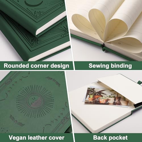 Blank Journal for Women Men, 192 Pages A5 Notebook Journal, Hardcover Notebook with 100Gsm Thick Pages, Leather Note Book for Writing, Travel, Business, Office, Prayer 5.7 x 8.3, Dark Green - color: Dark Green, style: Plain