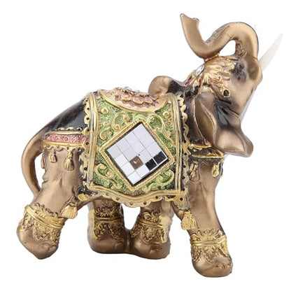 WAL FRONT Lucky Feng Shui Green Elephant Statue Sculpture Wealth Figurine Gift Home Decoration (Green Medium) - size: Green medium