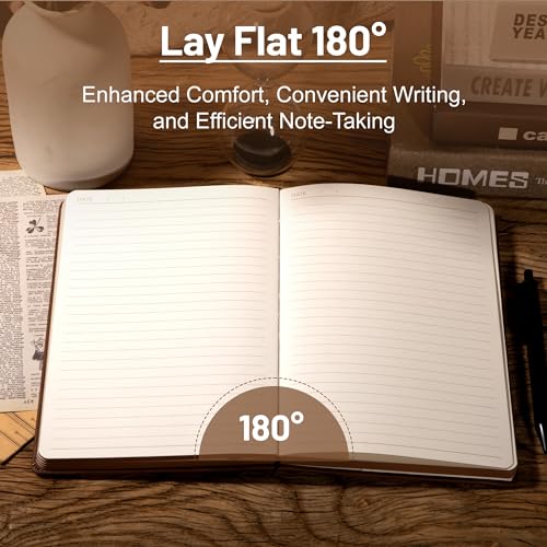 CAGIE Compass Leather Notebook Journal for Men, 100 GSM 288 Pages Lined Journals for Writing, A5 Hardcover Journaling Notebooks Gift Set with Pen for Travel Office Daily Writing - color: Brown