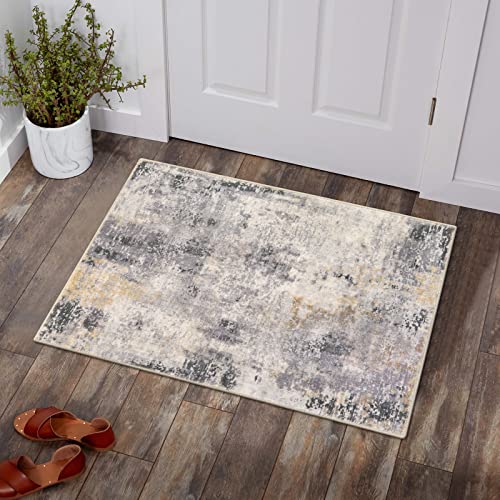 Lahome Modern Abstract Area Rug - 2x3 Small Gray Bath Rug Soft Washable Non-Slip Contemporary Entryway Rug, Throw Doormat Indoor Entrance Floor Accent Carpet for Kitchen - color: Grey, size: 2' x 3'