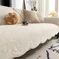 vctops Boho Cotton Quilted Couch Cover Soft Embroidered Sofa Cover Non-Slip Dog Bed Cover Scalloped Sofa Slipcover Washable Furniture Protector Cover (Cream,28"x82") - color: Cream, size: 1pc/28"x82"/Rectangular