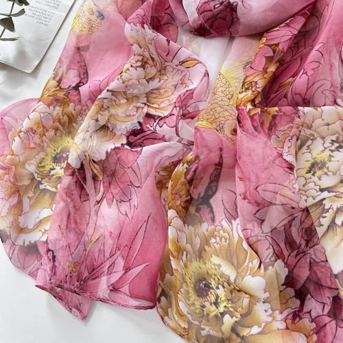 Pokeedioty Scarfs for Women Lightweight Fashion Scarves Elegant Floral Pattern Sheer Scarfs Sunscreen Shawls Wraps - color: P 094