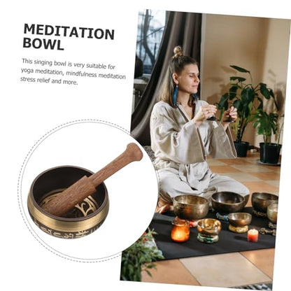 Singing Bowl Flat Bottom Meditation Bowl Meditation Set Decorative Style
