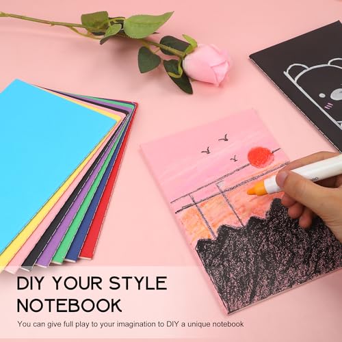 miikoul 48 Pack A5 Blank Journal Notebooks in Bulk, Colorful Soft Cover Unlined Paper for Kids Student Traveler Drawing Writing Take Notes and Plan, 8.3x5.5 Inches, 80 GSM, 60 Pages/30 Sheets - size: Blank inner page-48 Pack