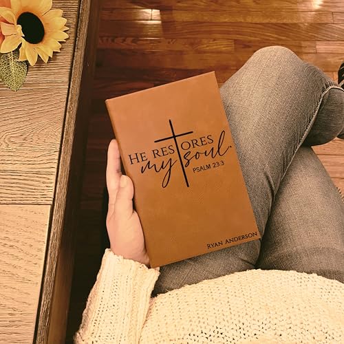Personalized Christian Prayer Journal for Men & Women, Custom Engraved Name, Daily Devotional, Scripture Writing, Gratitude and Faith Gift