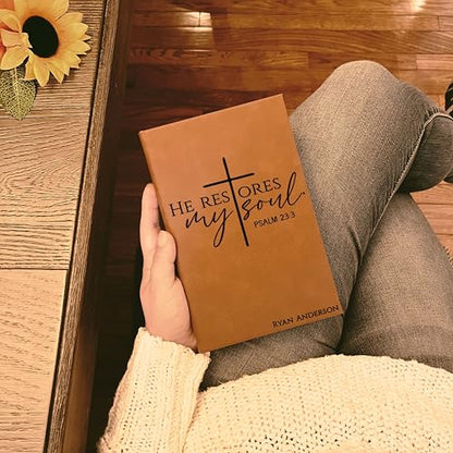 Personalized Christian Prayer Journal for Men & Women, Custom Engraved Name, Daily Devotional, Scripture Writing, Gratitude and Faith Gift