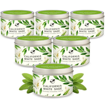 Sage Candles Gift Set, 6-Pack 6oz Natural Soy Wax Aromatherapy Candles, Clean Burn & Lead-Free Cotton Wicks, Calming Scents for Spiritual Meditation, Housewarming Birthday Self Care Gifts for Women - style: Sage Candles - 6 Pack