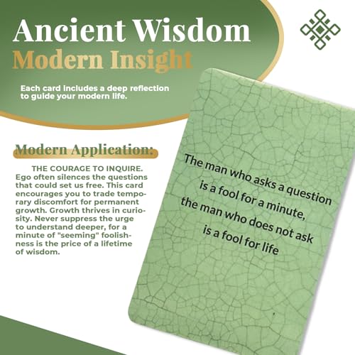 50 Ancient Wisdom Inspiration Cards - Daily Affirmation Deck for Mindful Strategy & Leadership - Premium Glossy Insight Cards for Personal Growth, Success & Inner Peace (Jade) - color: Jade