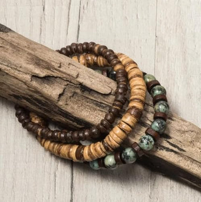 Todu Boho Bracelets Vintage African Turpine Coconut Shell Stackable Wooden Beaded Bracelets for Women Men Bohemian Ethnic Summer Beach Vacation Holiday Jewelry - style: Style E