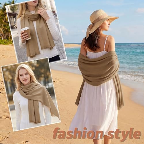 Pashmina shawls and wraps for Evening Dresses Scarf for Women Winter Shawl Wraps for Women Weedings - color: Camel-8