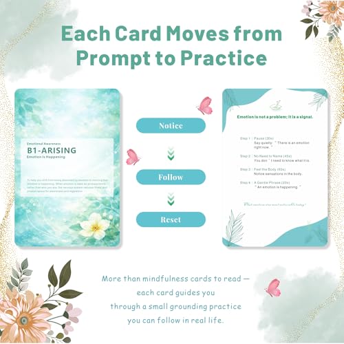 84 Mindfulness and Grounding Cards for Emotional Reset, Guided Self Care Deck with Purpose and Practice for Adults and Teens, Thoughtful Gift (Healing)