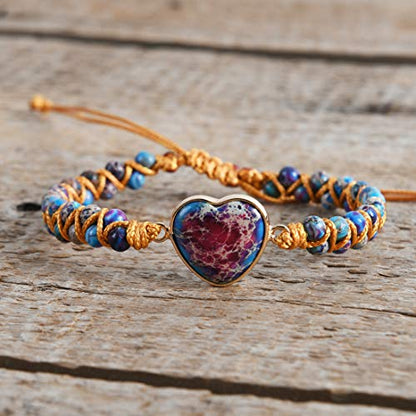 YGLINE Boho Handmade Natural Stone Bead Wrap Wrist Statment Bracelet Jewelry Collection