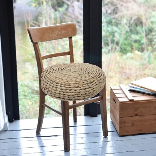 BESPORTBLE Hand-Woven Straw Yoga Meditating Cushion 30x30cm Cotton Filled Tatami Floor Pad for Home Meditation and Yoga Practice