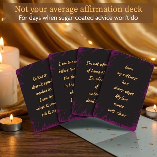 Badass Affirmation Cards for Women — 52 Daily Affirmations Card Deck with a Stand | for Self-Care And Gifts For Women Who've Outgrown Toxic Positivity