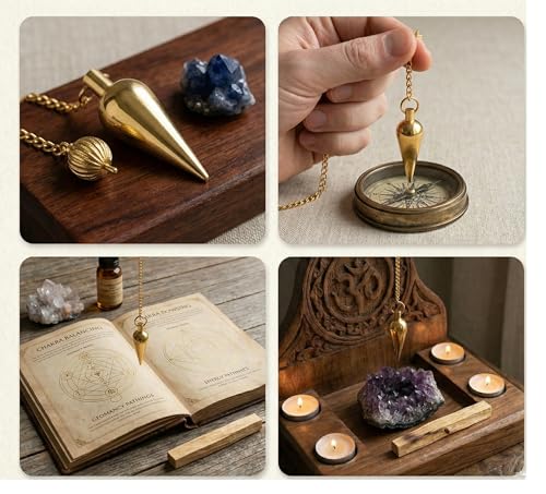 Long Cone Brass Metal Pendulum Healing Dowsing Divination Meditation Metaphysical Reiki Pendulum - color: Long Cone