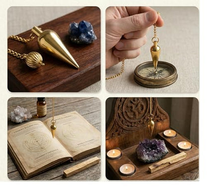 Long Cone Brass Metal Pendulum Healing Dowsing Divination Meditation Metaphysical Reiki Pendulum - color: Long Cone