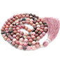 mala Beads Necklace for Women Man, mala Bracelet, Prayer Beads Necklace - color: rhodonite