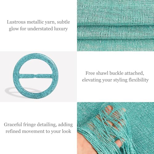 Sumolux Shawls Wraps for Evening Dresses Metallic Glitter Shawls Scarf for Women Sparkling Wedding with Free Buckle - color: Light Green