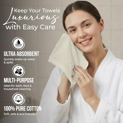 RIVERSIDE Pack of 24 Wash Cloths for Showering, 12 x 12 Inches, Super Soft & Absorbent, 100% Cotton Washcloths Premium Quality Flannel Face Cloths for Bathroom, Gym, Spa (Cannoli Cream, 24 Pack) - color: Cannoli Cream