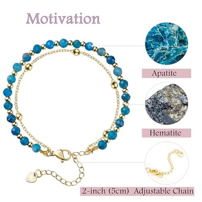 Farfume Crystal Bracelet Beaded Bracelets 4mm Natural Stone Beads Gemstone Handmade Jewelry Gift for Women - color: Apatite-Creativity