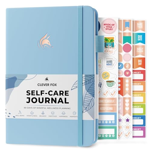 Clever Fox Self-Care Journal – Daily Reflection Notebook – Mental Health & Personal Development Planner, Meditation & Mood Log, A5 (Light Blue) - color: Light Blue, size: A5 (5.8'' x 8.3'')