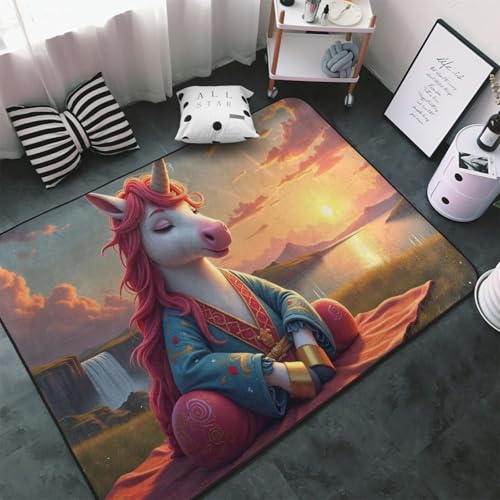 Magical Pink Meditation-A Print Area Rugs for Living Room Bedroom, Washable Soft 3x5 Throw Rugs Non Slip Carpet for Bedroom Decor Aesthetic 60x39 inches