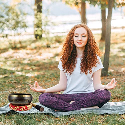 Tibetan Singing Bowl Set with Mallet & Cushion- Meditation Sound Bowl for Chakra Healing, Yoga, Zen Garden(4inch)