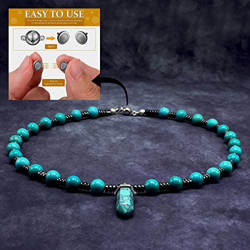 Healing Stress Anxiety Meditation Grounding Energy Gemstone Necklace Series - color: Healing Gemstone Necklace Series-Natural Turquoise -8 mm 18 inch- Stone