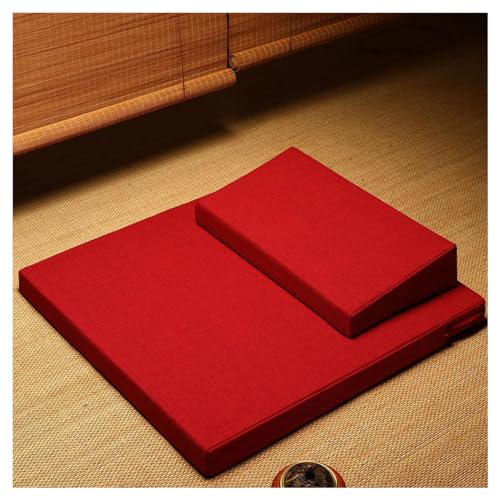 Square Meditation Cushion Mat Set with Washable Cotton Linen Cover, Larger Thick Yoga Mat Bolster Floor Pillows Seating for Adults Meditation Accessories P-60CM - color: P, size: 60CM
