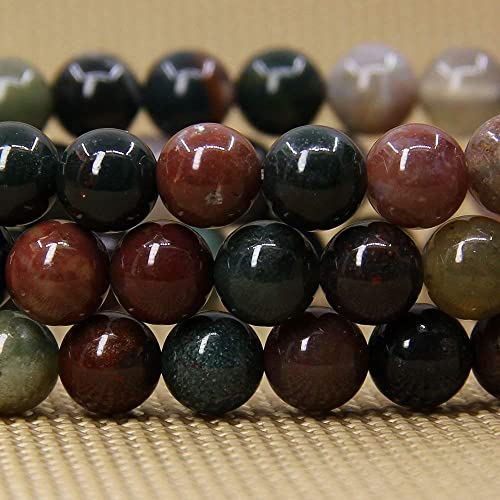 Angelstones Handmade Natural Healing Gemstone 8mm Round Beads Stretch Crystal Bracelet 7 Inch Unisex - color: India Agate