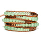 Boho Wrap Bead Bracelet for Women - Handmade Adjustable Natural Stone Beaded Bracelets Yoga Healing Bracelet Bangle Hippie Jewelry - color: Green Aventurine