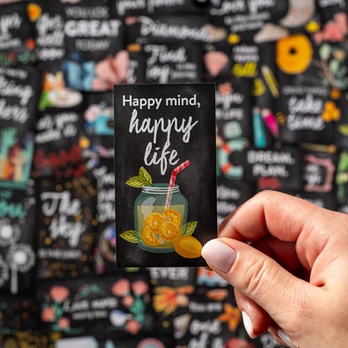 DIVERSEBEE 50 Pack Assorted Inspirational Cards - Motivational Kindness Mini Note Cards, Encouragement Mindfulness Affirmation Card Set with 50 Unique Quotes Business Card Size (Chalkboard) - color: Chalkboard