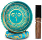Tibetan Singing Bowl Set - 4" Easy To Play Authentic Handmade For Meditation Sound 7 Chakra Healing By HIMALAYAN BAZAAR (Turquoise Blue, 4") - color: Turquoise