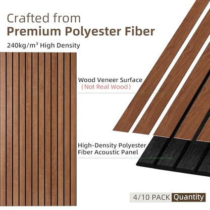 TO-TH Wood-Look Acoustic Wall Panels, 10 Pack 47.2” x 23.6” Acoustic Panels, Decorative Sound Absorbers Sound Dampening Panels for Home, Office, Basement, Cherry