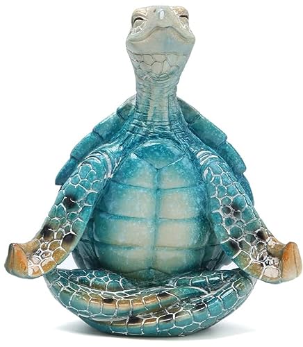 VVGIFTS Sea Turtle Meditation Yoga Decor, Garden Figurine Sea Turtle Meditating Coastal Beach Decorations, Zen Yoga Resin Statue for Home Office Decorations (Put the Palm Separate) - color: Put the Palm Separate