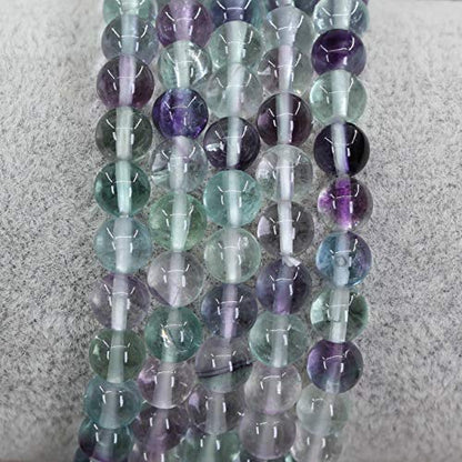 Keleny Semi Precious Crystal 6mm Round Beads Rock Yoga Stretch Bracelet 7 Inch Unisex Unisex - color: Clear Fluorite